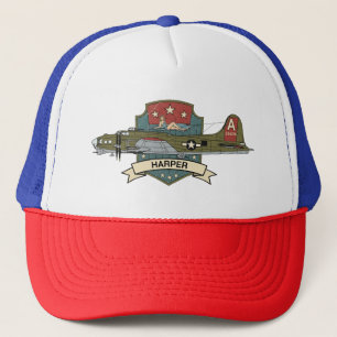 Vintage B-17 Bomber Aircraft Badge Trucker Hat