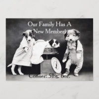 Vintage B&W Dogs New Puppy Announcement