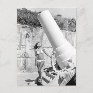 Vintage B&W Photo Florida Bikini Girl Postcard