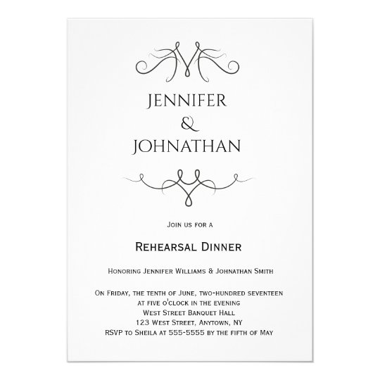 Vintage b&w rehearsal dinner invitations