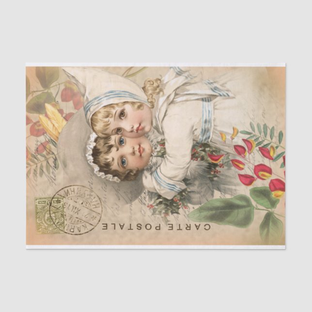 Vintage Babies Postcard Decoupage Tissue Paper (Front)