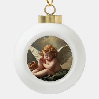 Vintage Baby Angel Snowflake Framed Ornament