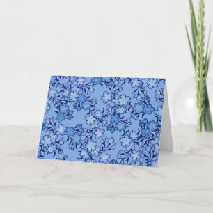 Vintage Baby Blue Spring Flower Pattern Card