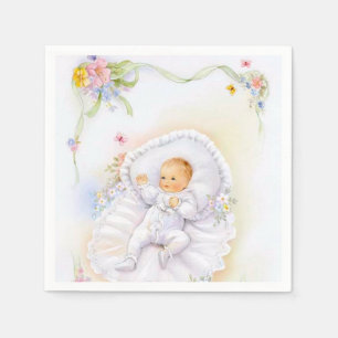 Vintage Baby boy Baptism Christening napkin