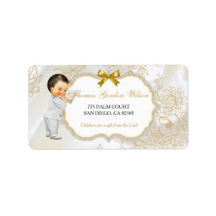 Vintage Baby Boy Baptism Gold White Label