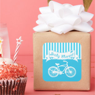 Vintage Baby Boy Bicycle Shower Sticker