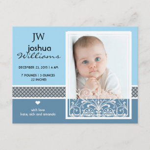 Vintage baby boy photo birth announcement