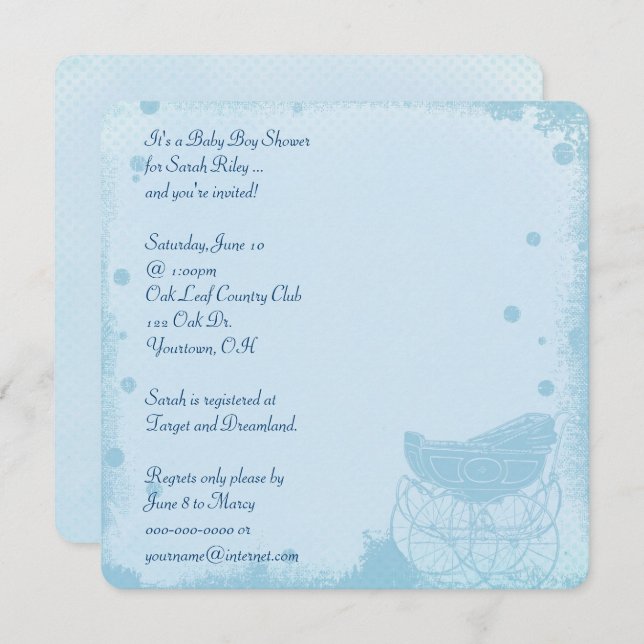 Vintage Baby Boy Shower Invitation (Front/Back)