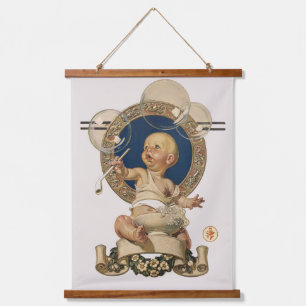 Vintage Baby Bubbles by J.C. Leyendecker Nursery Hanging Tapestry