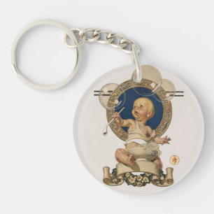 Vintage Baby Bubbles by J.C. Leyendecker Nursery Keychain