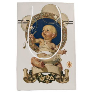 Vintage Baby Bubbles by J.C. Leyendecker Nursery Medium Gift Bag