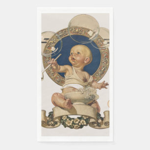 Vintage Baby Bubbles by J.C. Leyendecker Nursery Napkin