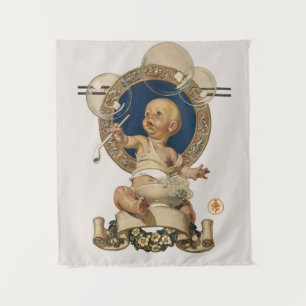 Vintage Baby Bubbles by J.C. Leyendecker Nursery Tapestry