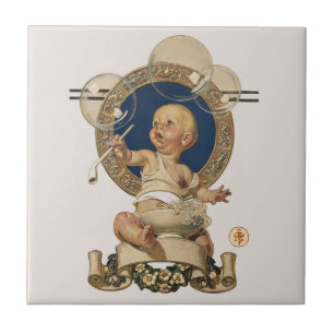 Vintage Baby Bubbles by J.C. Leyendecker Nursery Tile