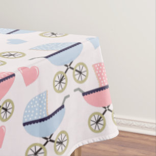 Vintage Baby Buggy Carriage Pink Blue Tablecloth