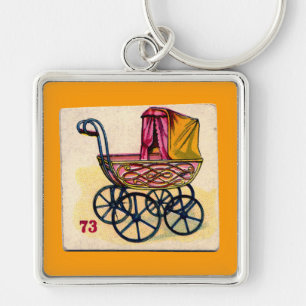 Vintage Baby Buggy Game Card Keychain
