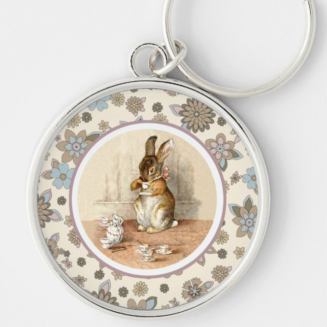 Vintage Baby Bunny Easter Gift  Keychain (Front)
