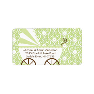 Vintage Baby Carriage Baby Shower Address Label