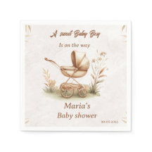 Vintage Baby Carriage Baby Shower Napkin