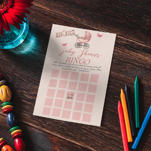 Vintage Baby Carriage BINGO Baby Shower Game