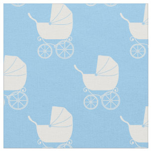 Vintage Baby Carriage Blue Fabric