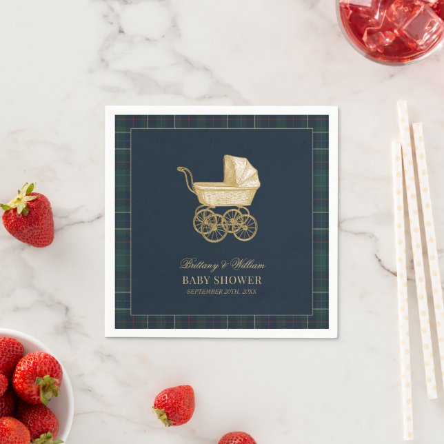Vintage Baby Carriage Classic Baby Shower  Napkin (Insitu)
