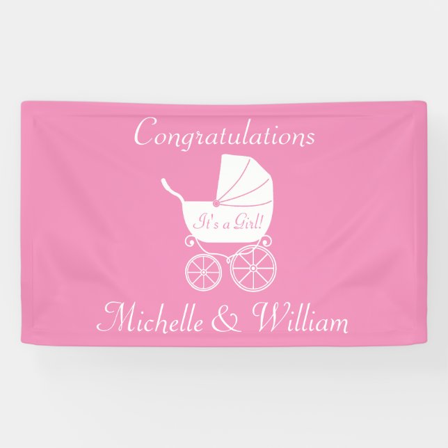 Vintage Baby Carriage Shower Beautiful Banner (Horizontal)