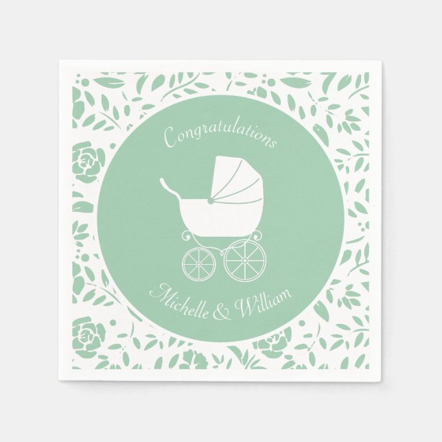 Vintage Baby Carriage Shower Beautiful Napkin (Front)