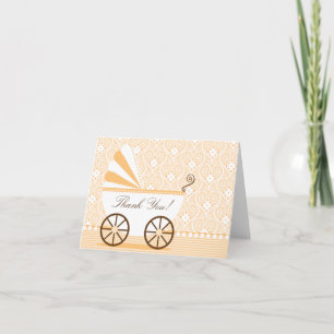Vintage  Baby Carriage Thank You Note Card
