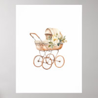 Vintage Baby Carriage with Floral Bouquet