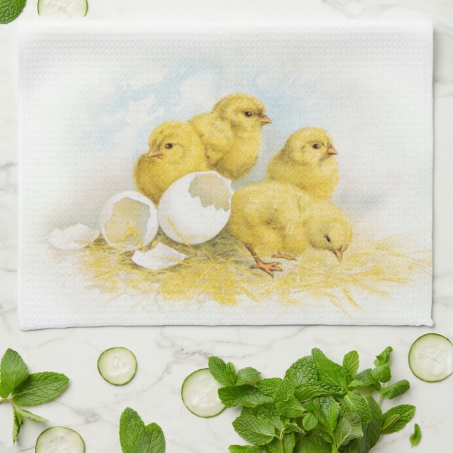 Vintage Baby Chickens Kitchen Towel (Folded)