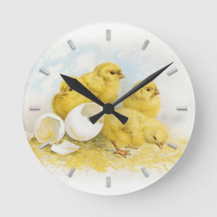 Vintage Baby Chickens Round Clock