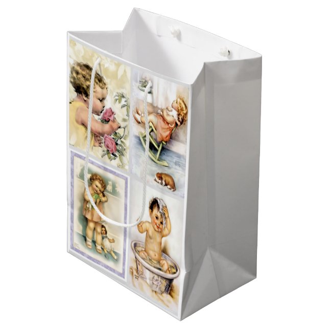Vintage Baby Collage Medium Gift Bag (Front Angled)