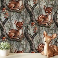 Vintage Baby Deer with Mushrooms Nursery