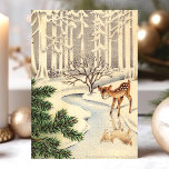 Vintage Baby Doe Deer In Forest Christmas Holiday Card<br><div class="desc">Send a touch of nostalgia this holiday season with this beautifully illustrated vintage Christmas card featuring a baby deer in a serene winter forest. The timeless design showcases delicate snow-covered trees and a peaceful creek, perfect for evoking holiday warmth and joy. Personalize it with your heartfelt message inside for a...</div>