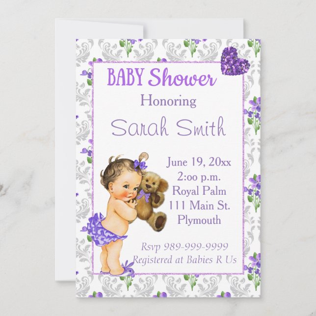 Vintage Baby Girl Baby Shower Invitation (Front)