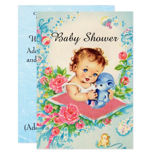 Vintage Baby Girl Baby Shower Invitations