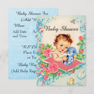 Vintage Baby Girl Baby Shower Invitations