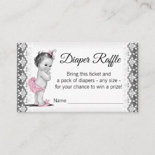 Vintage Baby Girl Diaper Raffle Ticket Enclosure Card