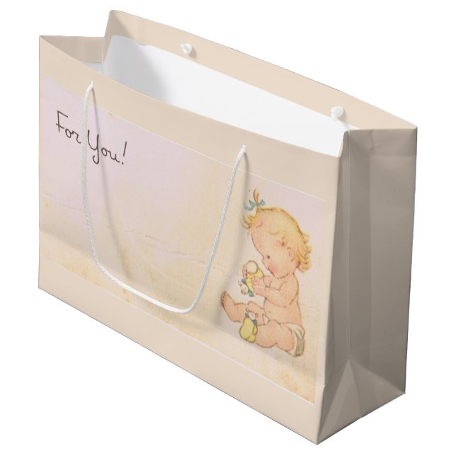 Vintage Baby Girl Large Gift Bag (Front Angled)