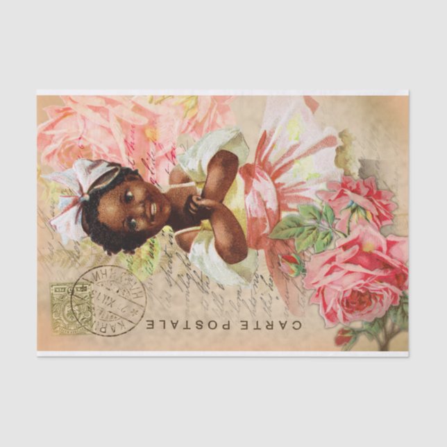 Vintage Baby Girl Postcard Decoupage Tissue Paper (Front)