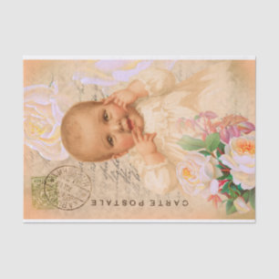 Vintage Baby Girl Postcard Decoupage Tissue Paper