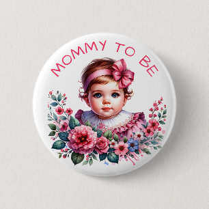 Vintage Baby Girl's Baby Shower Mom to be 2 Inch Round Button