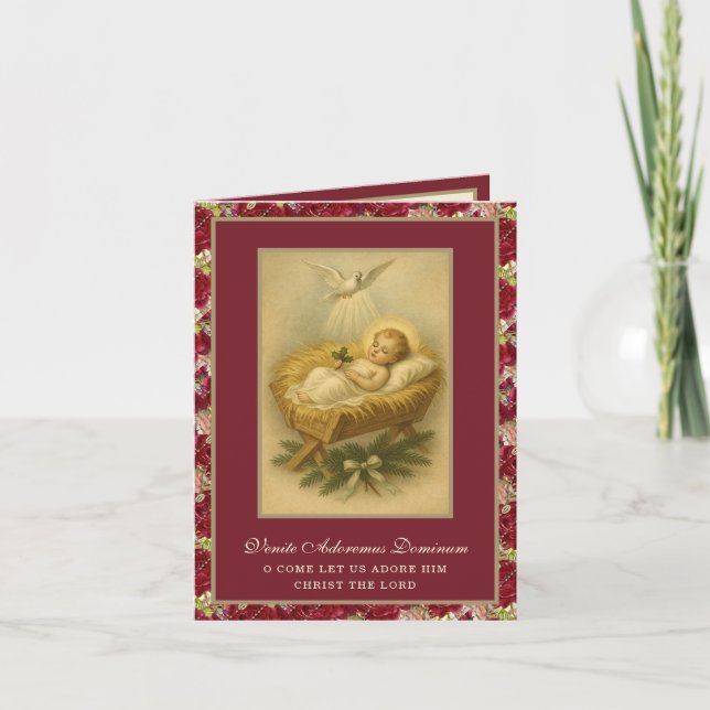 Vintage Baby Jesus Religious Christmas Photo  Holiday Card (Front)
