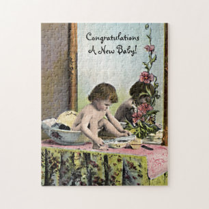 Vintage Baby On A Dressing Table Jigsaw Puzzle