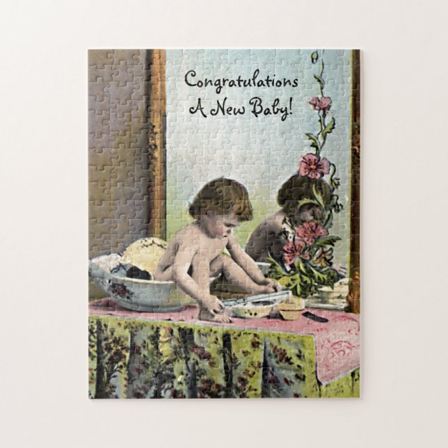 Vintage Baby On A Dressing Table Jigsaw Puzzle (Vertical)