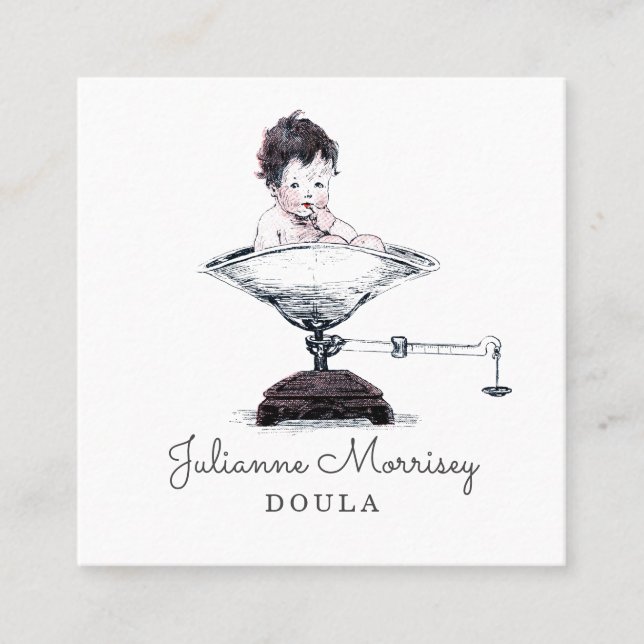 Vintage Baby On Scale Doula Business Card (Front)