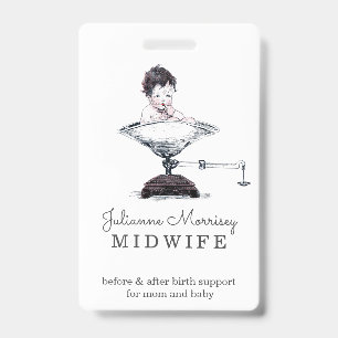 Vintage Baby On Scale Midwife Doula Badge