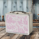 Vintage baby pink toile de jouy printed metal lunch box<br><div class="desc">Vintage baby pink toile de jouy printed Metal Lunch Box. This toile de jouy vintage Metal Lunch Box is inspired by the exquisite designs of french countryside scenes. These sophisticated Toile prints are an all time rage at the moment, they combine both traditional charm and contemporary style. The perfect gift...</div>