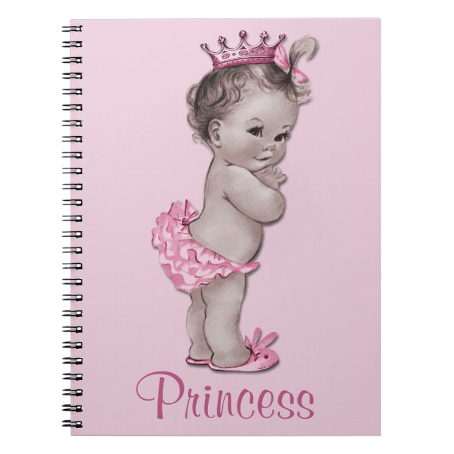 Vintage Baby Princess Pink Personalized Notebook (Front)